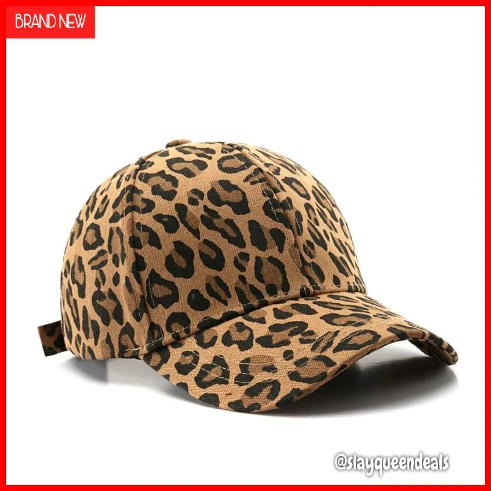 Adjustable Dad Hat Unconstructed Baseball Cap Cotton Leopard Pattern